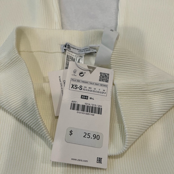 Zara Off-White Ribbed Pants - Picture 3 of 8